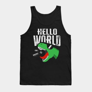 Hello World T-rex CSS HTML JavaScript Tank Top